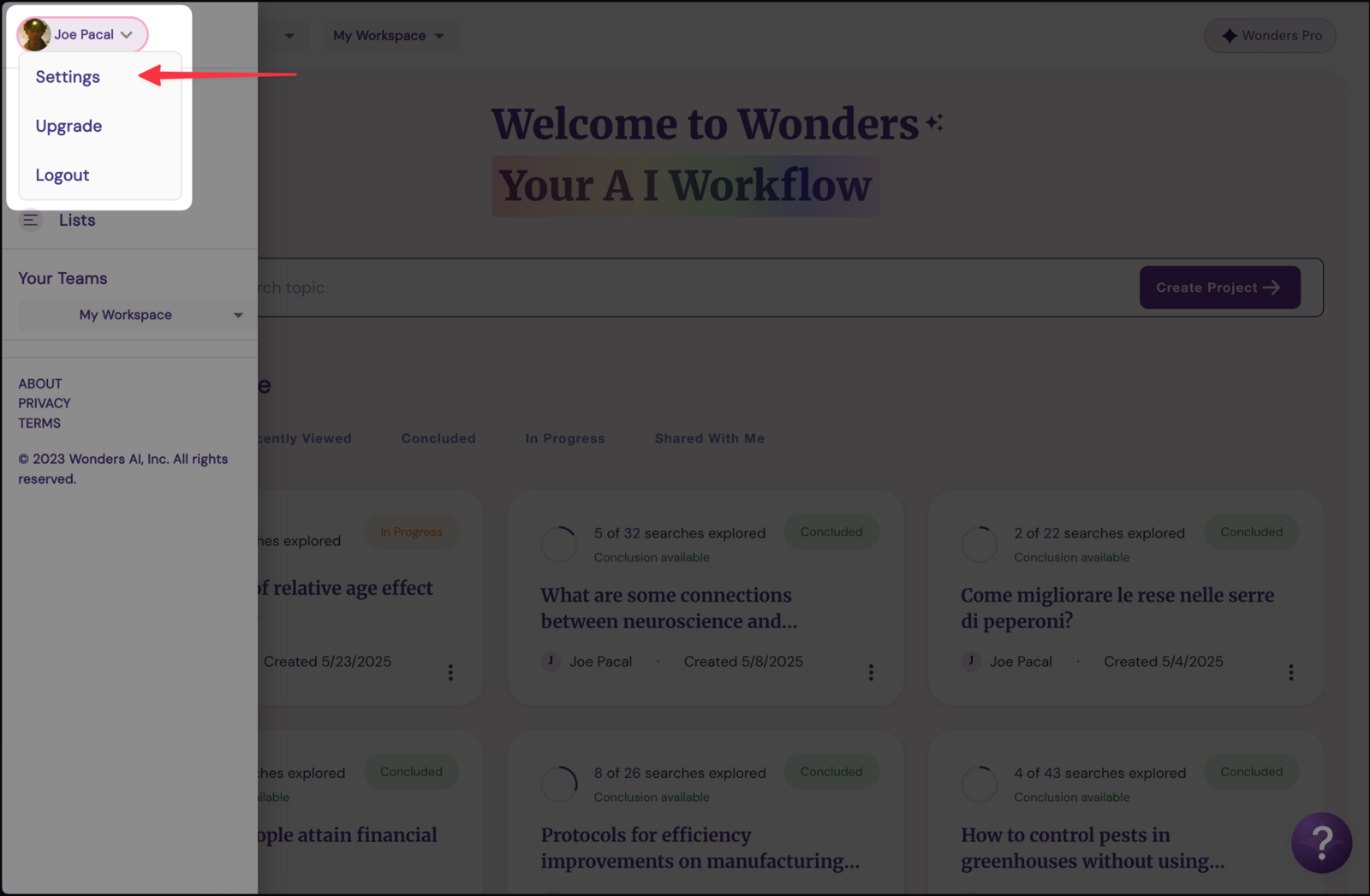 Click your User Chip & Select Settings